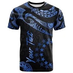Cook Islands Polynesian Custom Personalised T Shirt - Poly Tattoo Blue Version