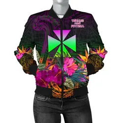 Wallis and Futuna  Women's Bomber Jacket - Summer Hibiscus - BN15