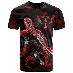 Kosrae Polynesian T Shirt - Turtle With Blooming Hibiscus Red