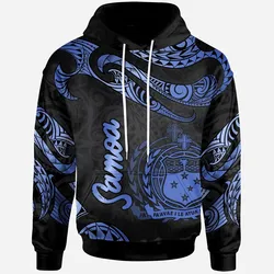 Samoa Polynesian Hoodie - Poly Tattoo Blue Version