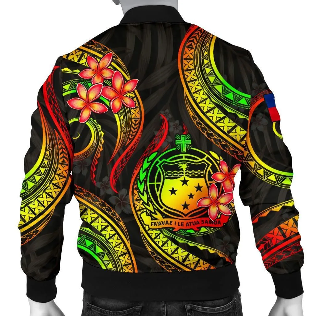 Samoa Polynesian Men Bomber Jacket - Reggae Plumeria - BN11