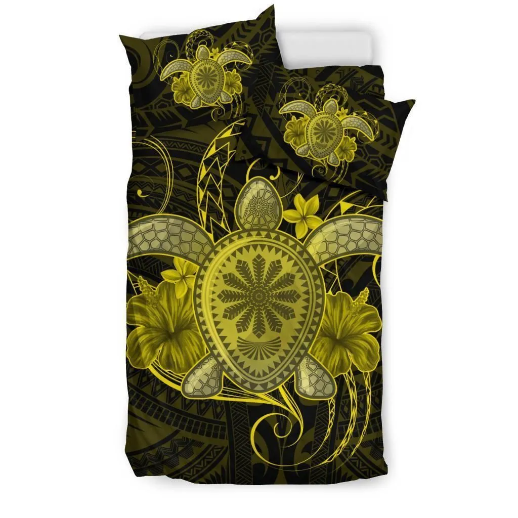 Hawaii Turtle Hibiscus Polynesian Bedding Set - Full Style - Yellow