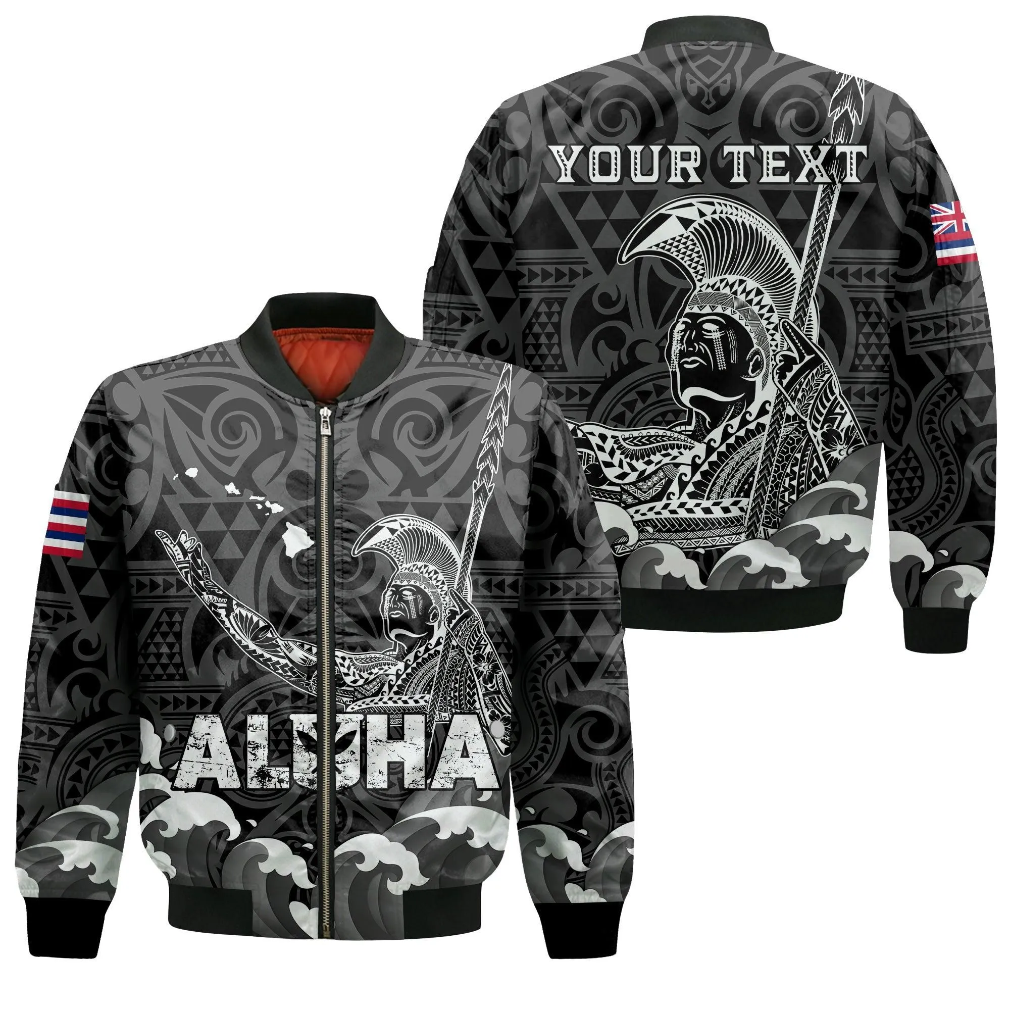 (Custom Personalised) Hawaii King Kamehameha Aloha Hawaii Nei Bomber Jacket - LT2