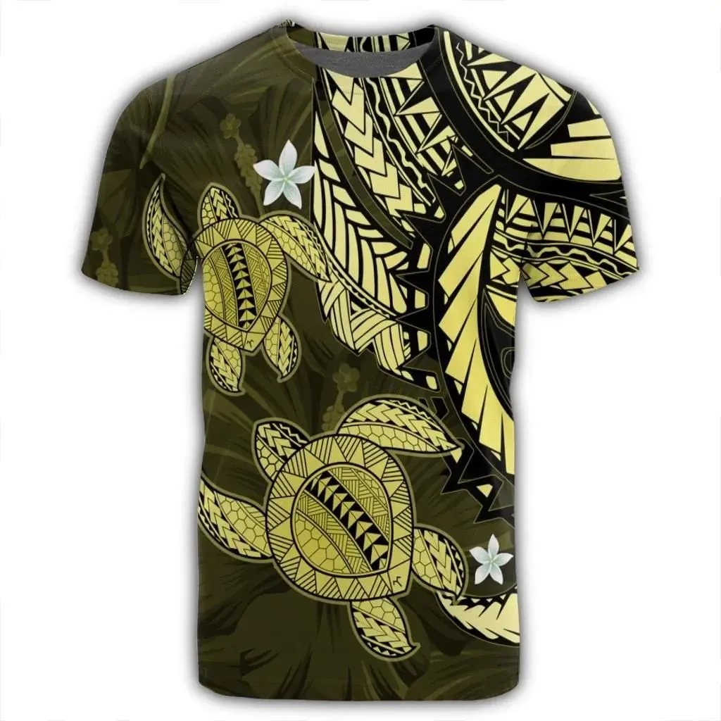 Alohawaii Tee - Hawaii Polynesian Turtle Hibiscus T-shirt Yelow - AH - J4R