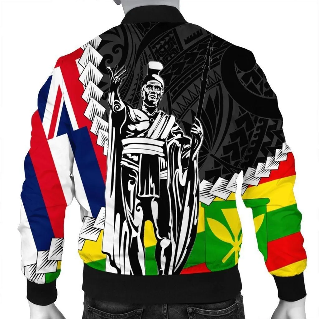 Hawaii Two Flag Kanaka Maoli King Polynesian Bomber Jacket