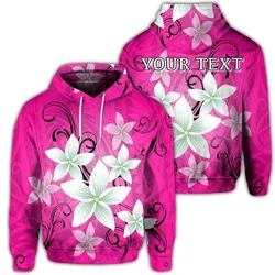 (Personalised) Hawaiian Plumeria Polynesian Hoodie - Pink - AH