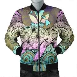 Hawaii Turtle Wave Polynesian Bomber Jacket - Hey Style Yellow