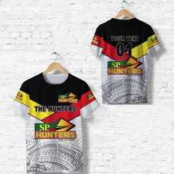 (Custom Personalised) Papua New Guinea SP Hunters T Shirt Rugby Original Style - White, Custom Text And Number LT8