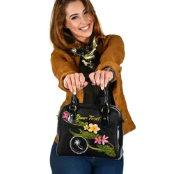 Chuuk Polynesian Custom Personalised Shoulder Handbag - Plumeria Tribal