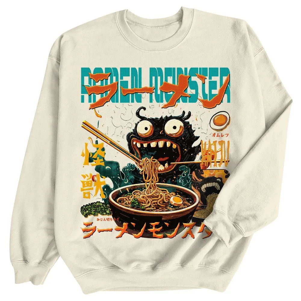 Japan Ramen Black Monster Shirt, Japanese Food Tokyo Weird Harajuku Streetwear Unisex Sweatshirt