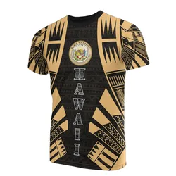 Hawaii T Shirt - Hawaii Seal Polynesian Tattoo Gold Style