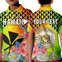 (Custom Personalised) Hawaii Polo Shirt KID Hawaiian Tribal Kanaka Maoli Hibiscus LT14