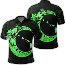 Alohawaii Shirt - Hawaiian Map Hibiscus Turtle Polynesian Moon Polo Shirt Green - AH - JR