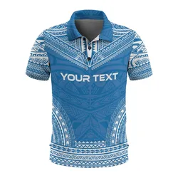 Yap Custom Personalised Polo Shirt - Yap Flag Polynesian Chief Tattoo Blue Version