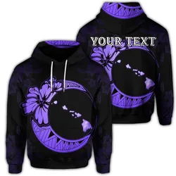 (Personalised) Hawaiian Map Hibiscus Turtle Polynesian Moon Hoodie Purple - AH