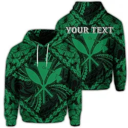 (Personalised) Hawaiian Map Kanaka Hibiscus Green Polynesian Hoodie