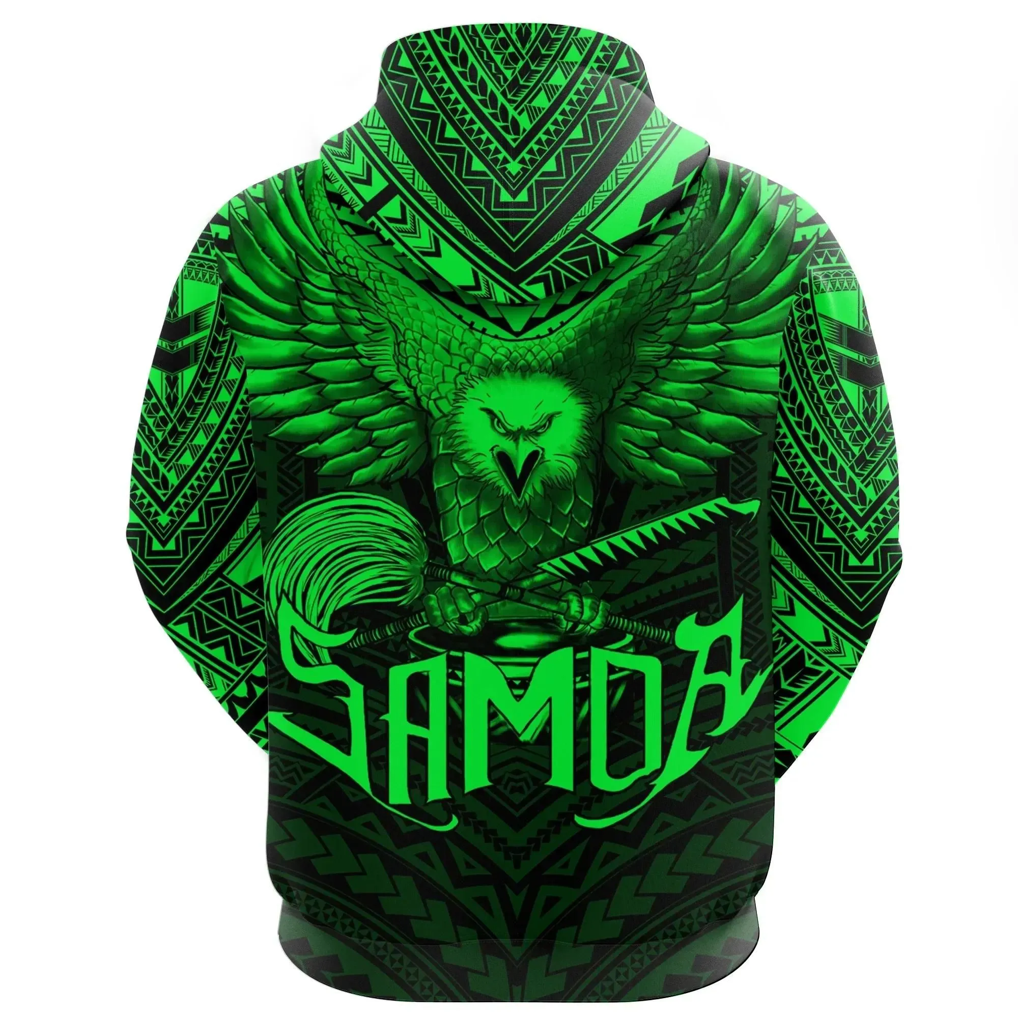 American Samoa Hoodie Eagle Tattoo Style Green A7