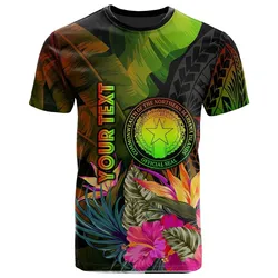 Northern Mariana Islands Personalised T shirt - Hibiscus and Banana Leaves