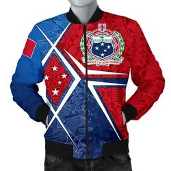 Samoa Mens Bomber Jacket - Samoa Flag with Polynesian Patterns