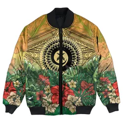 Vanuatu Polynesian Hibiscus Bomber Jacket  LT10