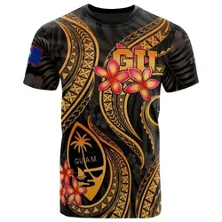 Guam Polynesian T shirt - Gold Plumeria