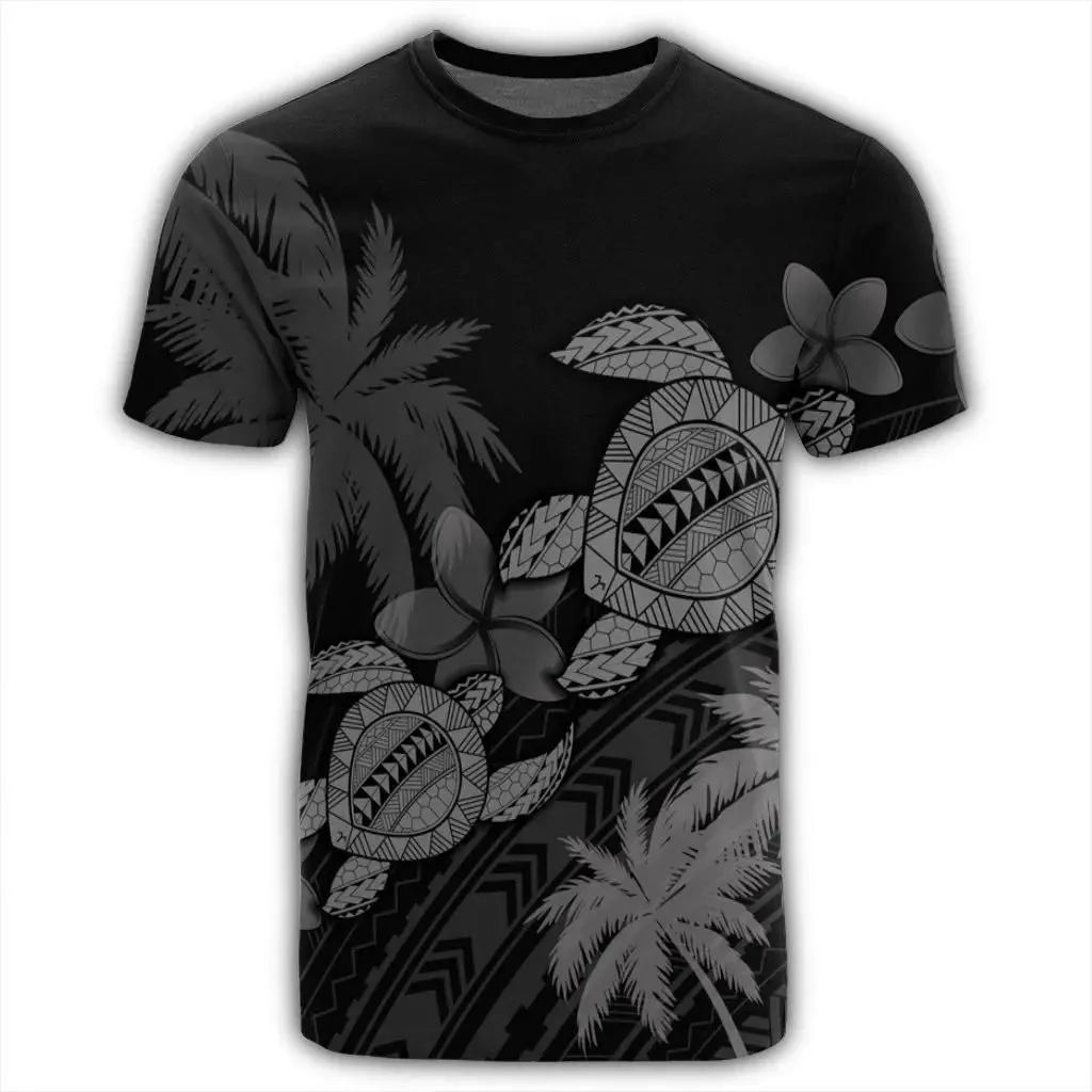 Alohawaii Tee - Hawaii Turtle Plumeria Coconut Tree Polynesian T-shirt Gray - AH - J4R