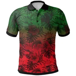 Polynesian Polo Shirts - Red Hibiscus Patterns