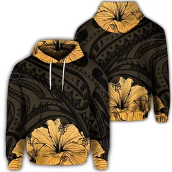 Royal Hibiscus Polynesian Tribal Golden Hoodie