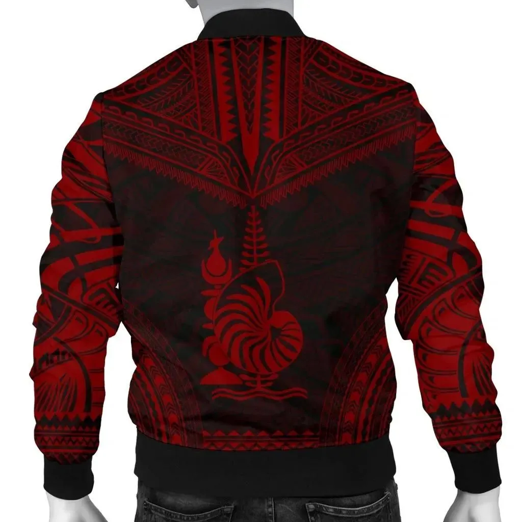 New Caledonia Polynesian Chief Men's Bomber Jacket - Red Version - Bn10