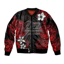 (Custom Personalised) Polynesian Fathers Day Bomber Jacket I Love You In Every Universe - Red LT8