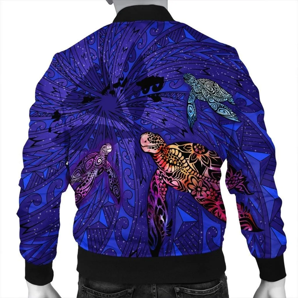 Hawaii Map Kanaka Turtle Bomber Jacket - Volcano Style - Galaxy - AH