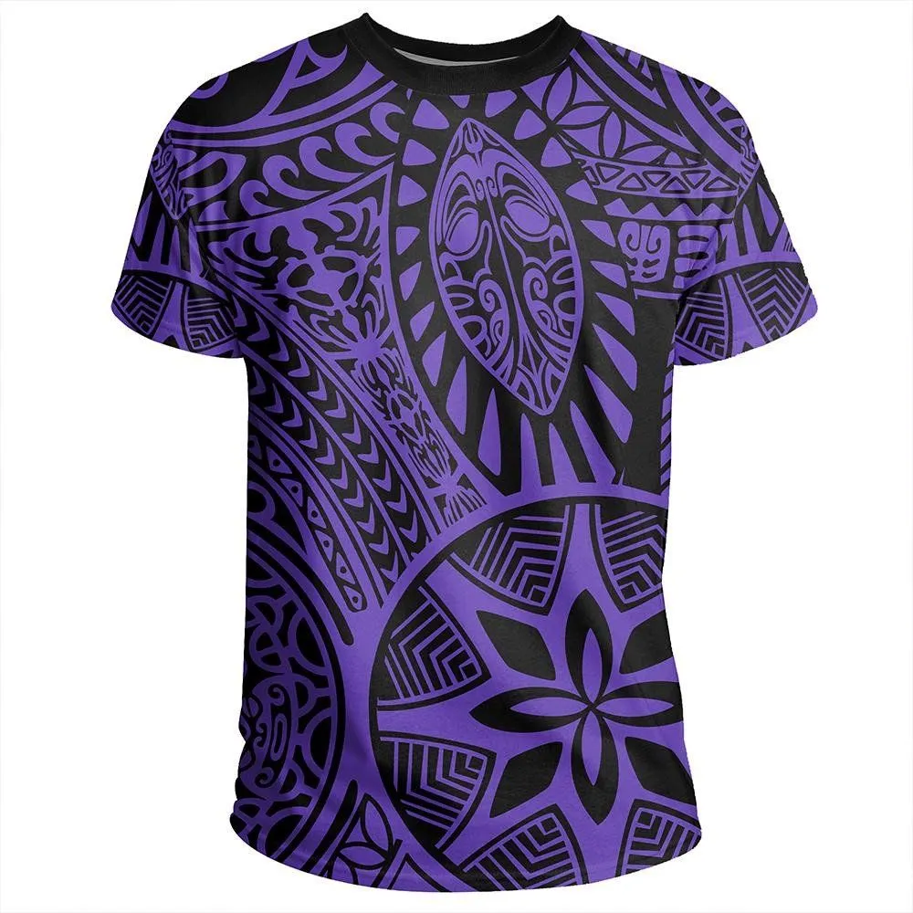 Polynesian Hawaiian Style Tribal Tattoo Violet T-Shirt - AH - JR