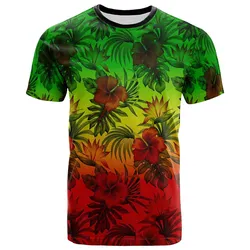 Polynesian T-Shirts - Reggae Hibiscus Patterns