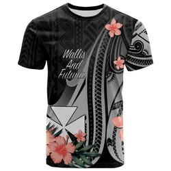 Wallis and Futuna T shirt - Polynesian Hibiscus Pattern Style