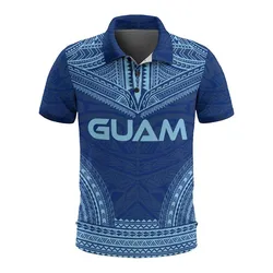 Guam Polo Shirt - Guam Coat of Arms Polynesian Chief Tattoo Flag Version