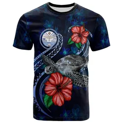 Marshall Islands Polynesian T shirt - Blue Turtle Hibiscus