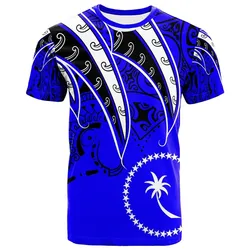 Chuuk T Shirt - Tropical Leaf Blue Color
