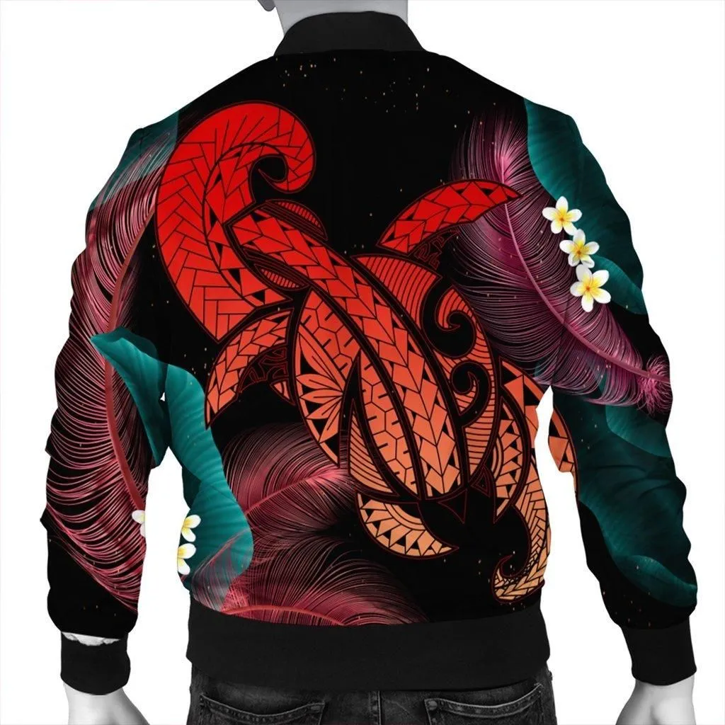 Hawaii Turtle Polynesian Tropical Bomber Jacket - Ghia Style Red - AH