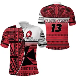 (Custom Personalised) Wallis and Futuna Rugby Polo Shirt Polynesian Clever Red - Custom Text and Number