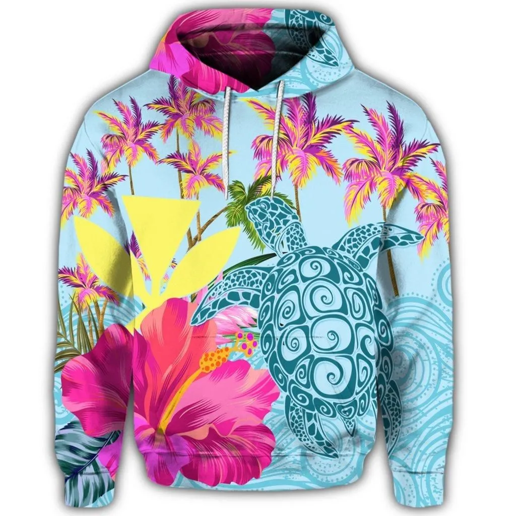Hawaiian Sea Turtle Hibiscus Kanaka Hoodie