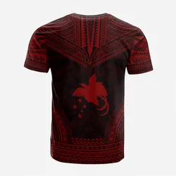 Papua New Guinea Custom Personalised T shirt - Papua New Guinea Coat Of Arms Polynesian Chief Tattoo Deep Red Version