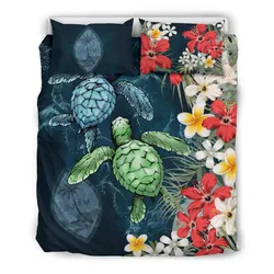 Guam Bedding Set - Sea Turtle Tropical Hibiscus And Plumeria A24