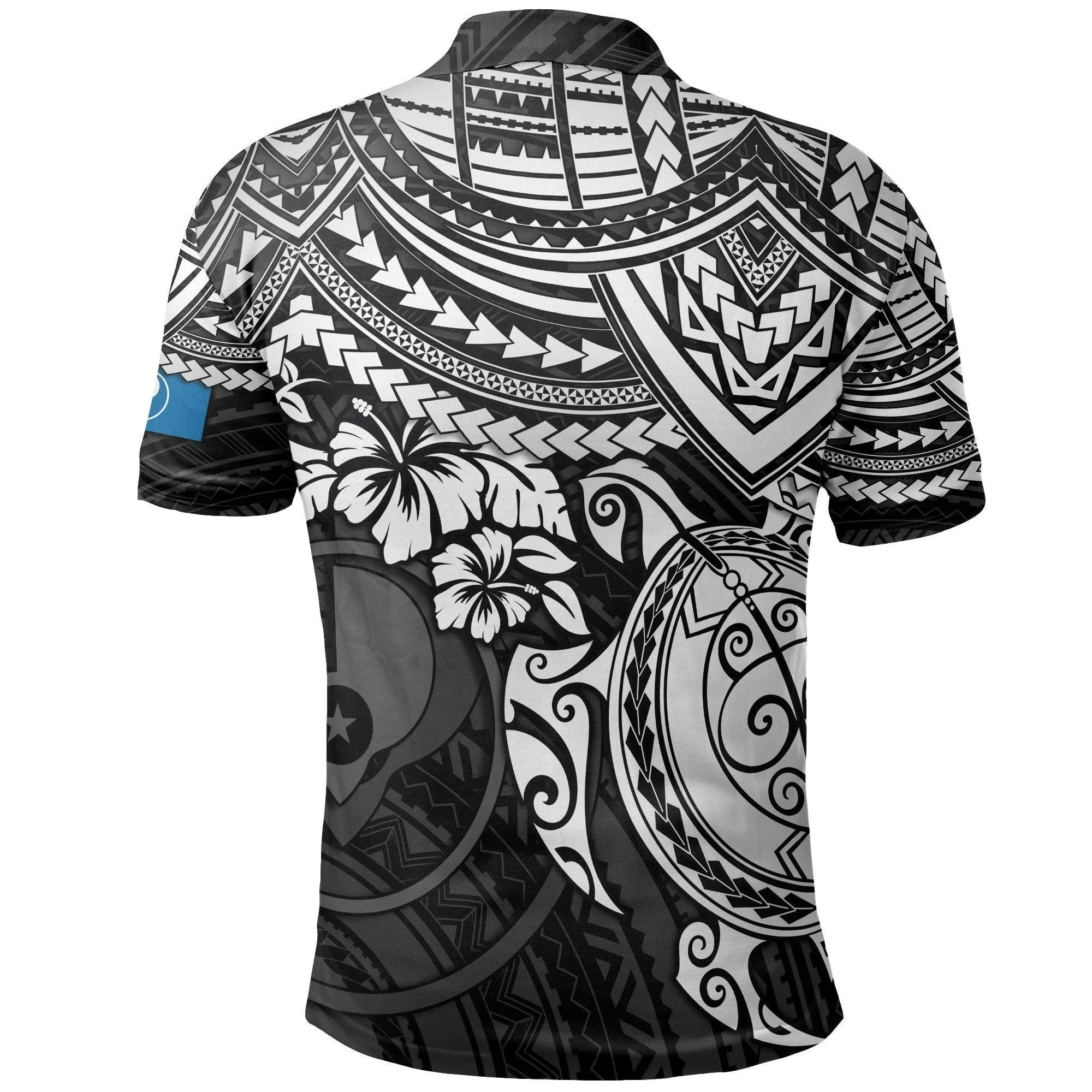 Yap Polo Shirt - Yap Flag White Turtle Hibiscus