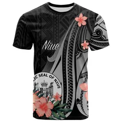 Niue T shirt - Polynesian Hibiscus Pattern Style