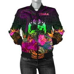 Tonga Polynesian Women's Bomber Jacket - Summer Hibiscus - BN15