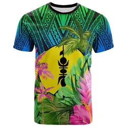 New Caledonia T-Shirt Green Blue - Hibiscus Coconut