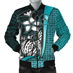 Yap Micronesia Mens Bomber Jackets Turquoise - Turtle With Hook