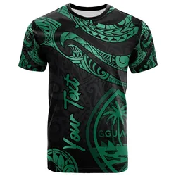 Guam Polynesian Custom Personalised T-Shirt - Poly Tattoo Green Version