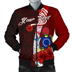 Cook Islands Polynesian Custom Personalised Mens Bomber Jacket - Coat Of Arm With Hibiscus