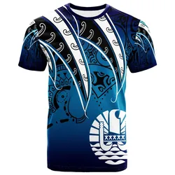 Tahiti T shirt - Tropical Leaf Blue Gradient Style